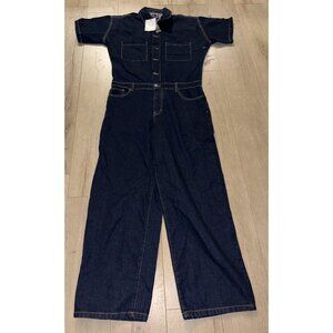 boohooMAN Men's Relaxed Fit Denim Jumpsuit NWT Size Large Indigo New